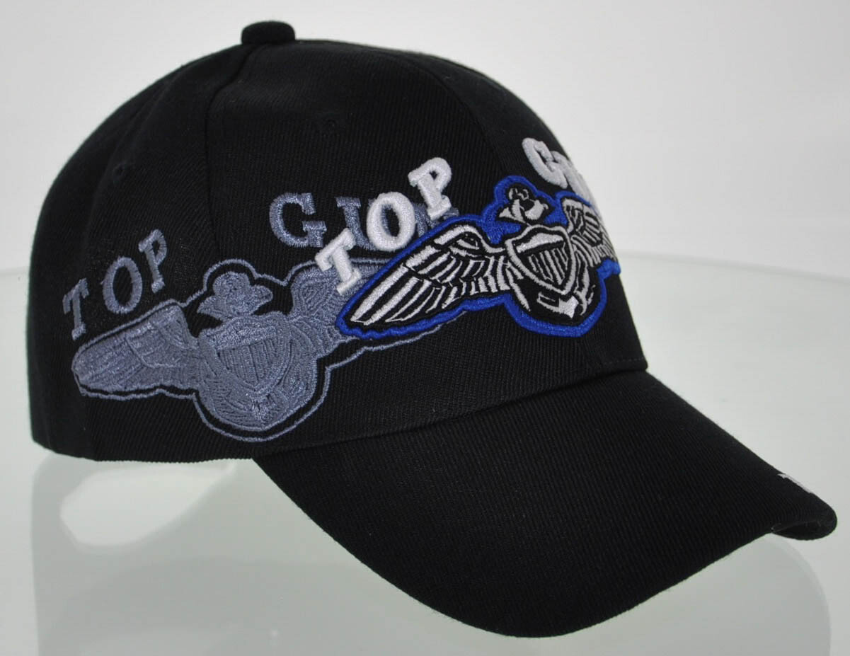 NEW! US NAVY TOP GUN BALL CAP HAT BLACK eBay