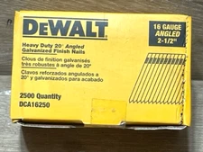 Nails DeWalt DCA16250 2-1/2"  16GA,Galvanized Finish Nail Lot Of 1 Box FREE SHIP