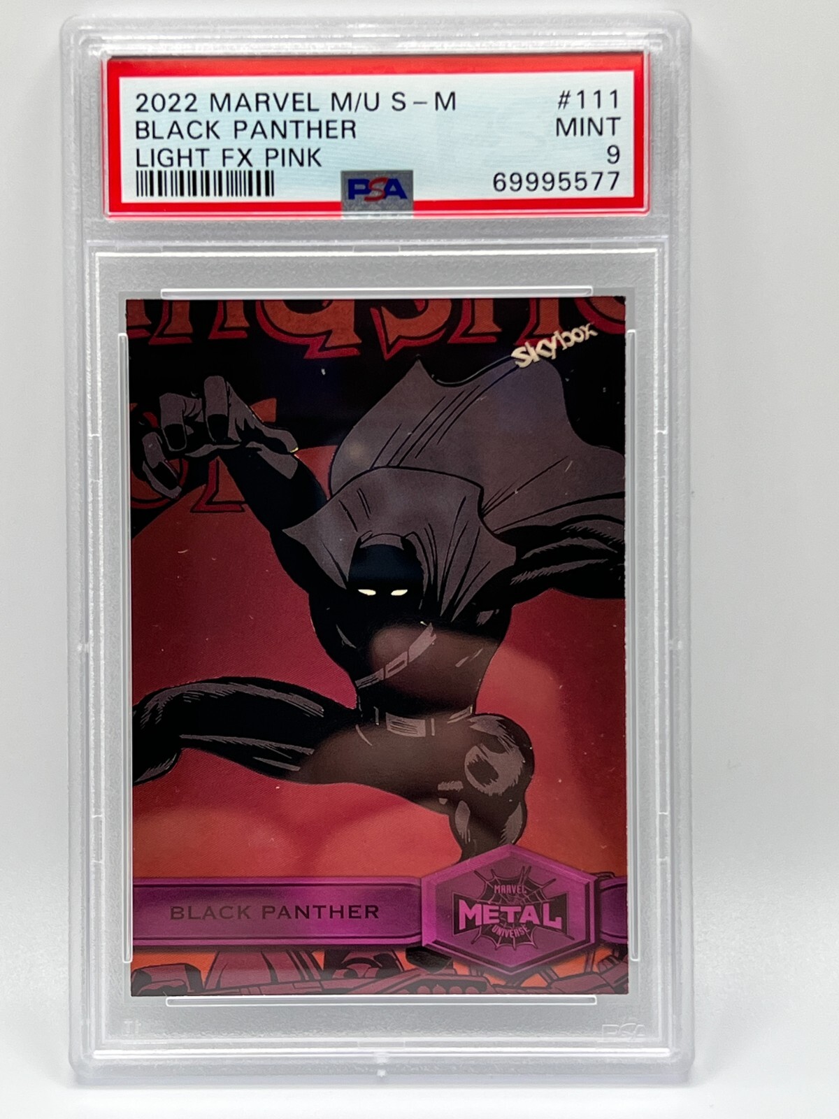 2022 Marvel Metal Spider-man Black Panther #111 Pink FX /75 PSA 9 MINT