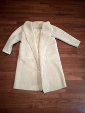 Nwt $3250 Mackage Hana 2-in-1 Shearling Robe Coat Cream Sz Medium