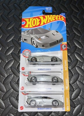 2022 Hot Wheels #65 Silver 94 Bugatti EB110 SS HW Turbo J Case Lot Of 3