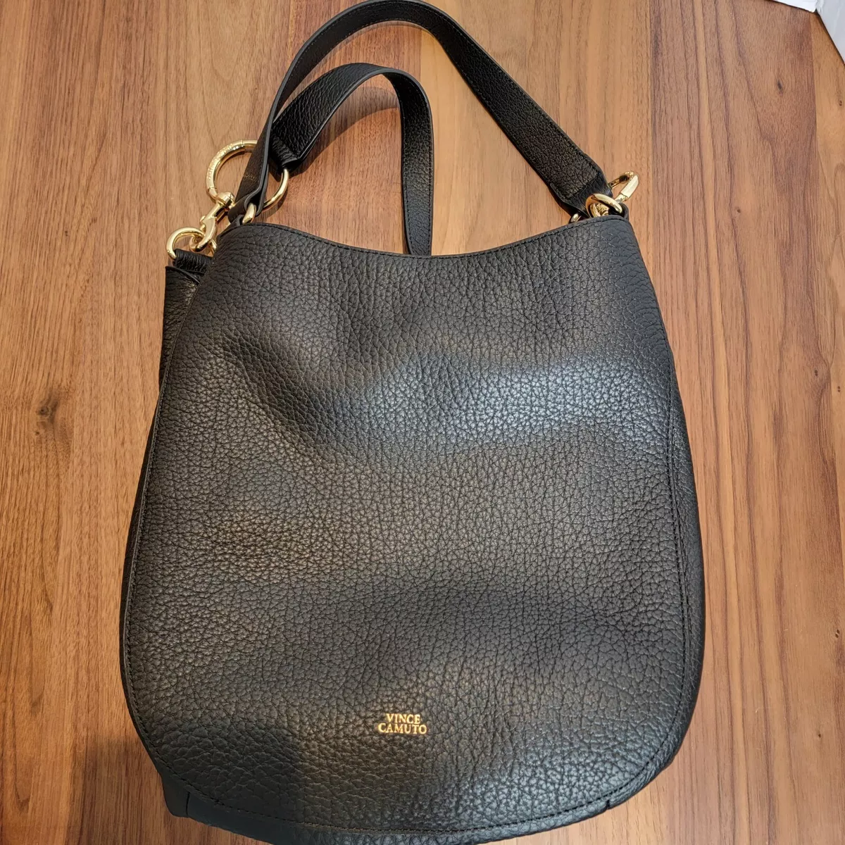 Vince Camuto, Bags, Vince Camuto Pebble Leather Handbag Hobo Mell  Blackgold Hardware Top Handles