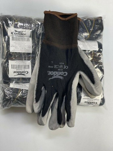 144 PAIA GUANTO DA LAVORO RIVESTITO CONDOR NERO/GRIGIO 100% GUSCIO NYLON PU PALMA (XXS-3XL) - Foto 16 di 19