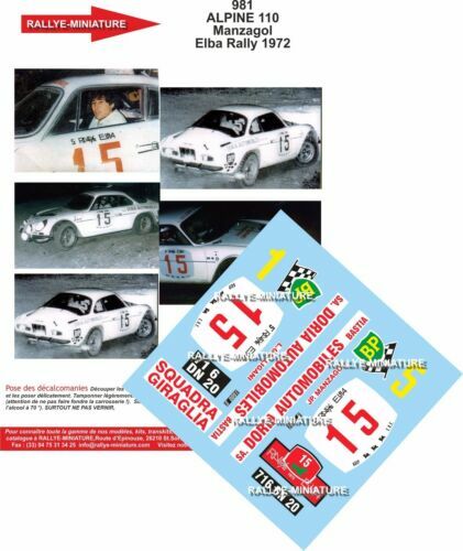 DECALS 1/24 REF 0875 ALPINE RENAULT A310 THERIER RONDE CEVENOLE 1975