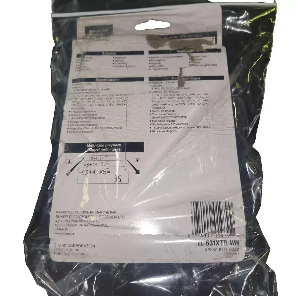 Sharp EL531XTBWH 272 Function 10-Digit Scientific Calculator - Damaged Packaging - Image 2 of 2
