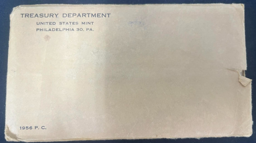 1956 US Mint Silver Proof Set Oiginal Envelope OGP Flat Pack 90% 5 Coins