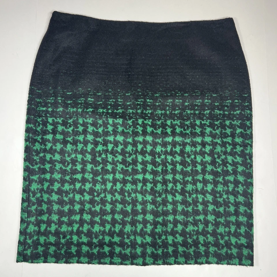 Falda lápiz Talbots para mujer talla 16 negra verde pata de gallo mezcla de lana carrera nueva con etiquetas