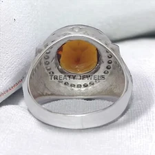 Citrine Round Cut Gemstone With 925 Sterling Silver Ring For Men's #536