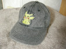 POKEMON Pikachu Black Denim Embroidered Truckers Cap Hat - One Size StrapBack