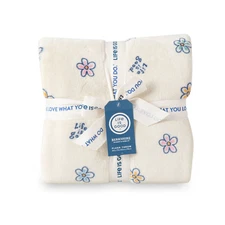 Life is Good. Mini Daisies Plush Throw Blanket in Putty White
