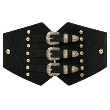 Renaissance Corset Belt for Women Wide Leather Waist Belt for Dresses and Cos...