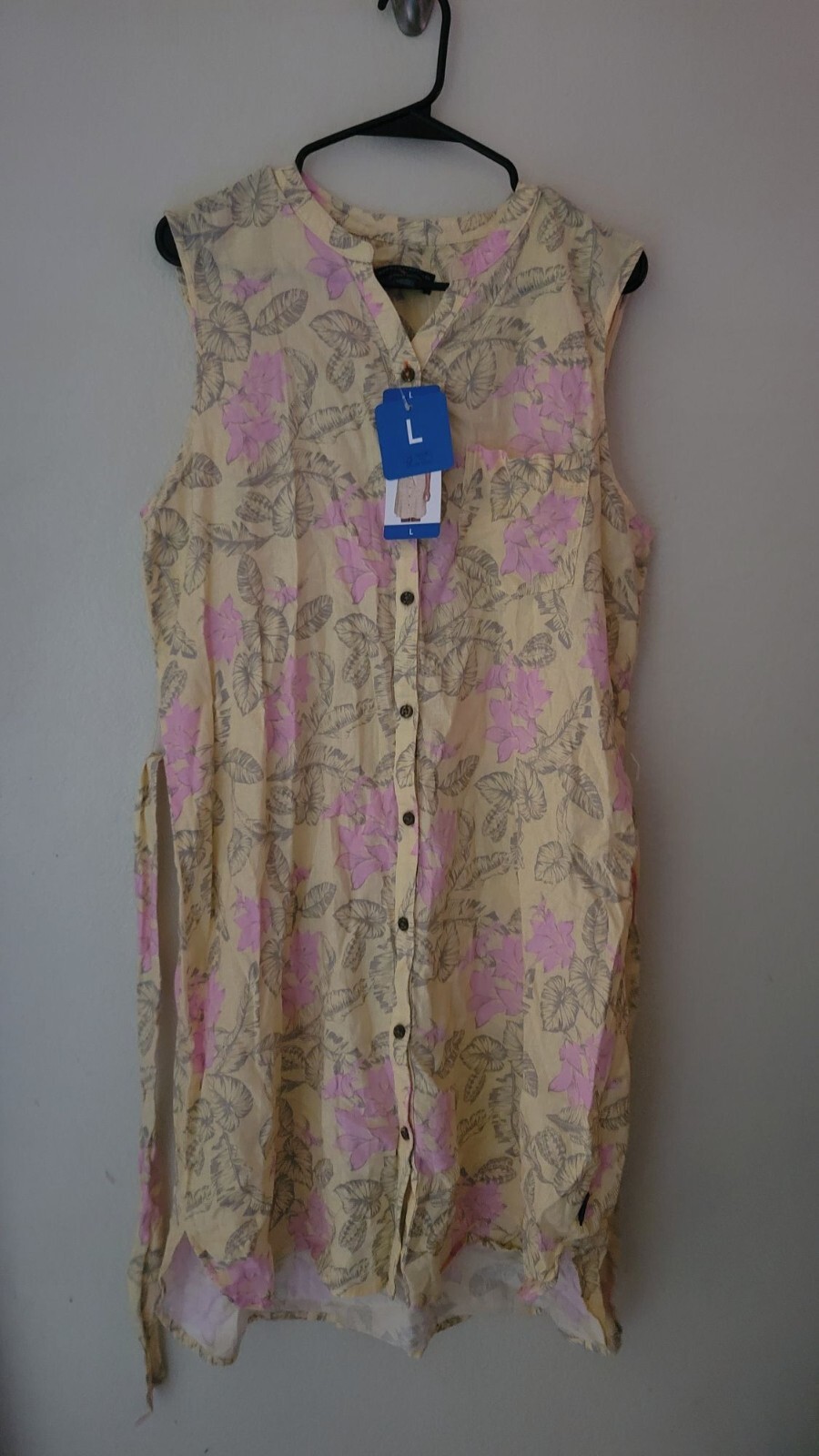 Margaritaville Island Reserve Sleeveless Button Front Linen Blend Dress Size L N