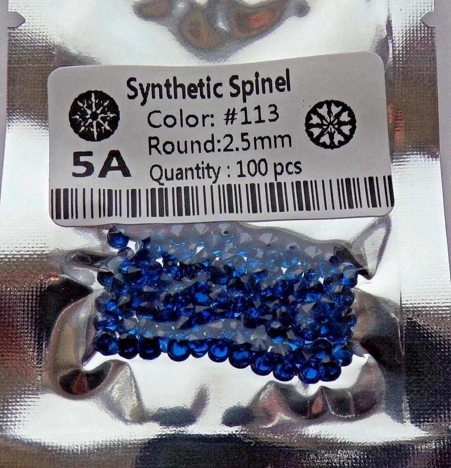 112#113#114# Spinel Gem Beads Round Bright Cut Synthetic Blue Spinel Loose Stone - Image 4 of 4