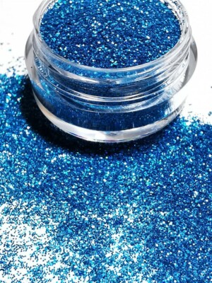 Feiner Holo Glitterstaub Ocean Blue Glitzer Puder 3,5g 0,2mm Nailart Sugar Nr.08