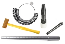 Complete Ring Sizing and Shaping Kit: Ring Sizer Gauge, Ungrooved Steel Mandrel,