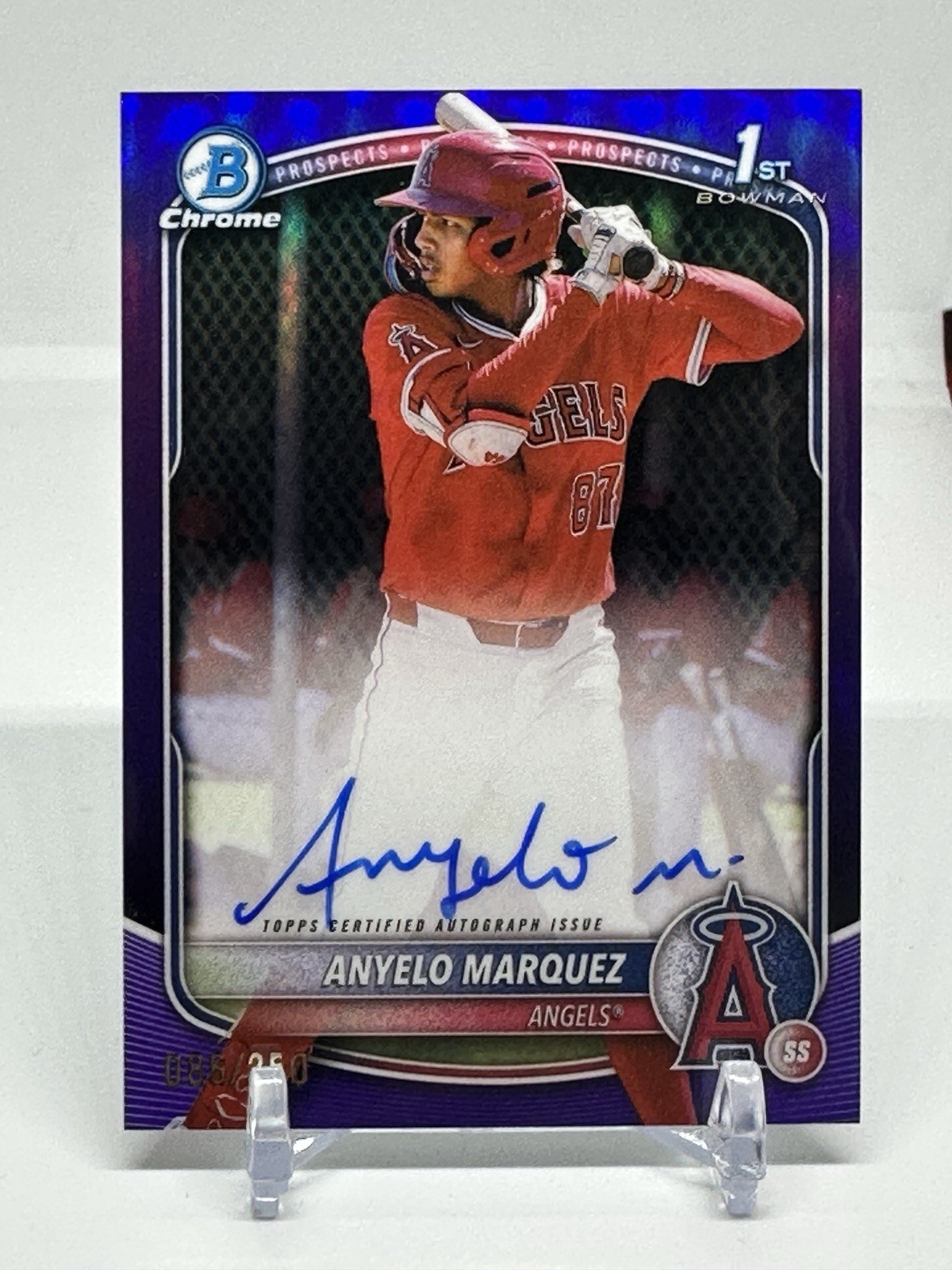 2025 Bowman Chrome Anyelo Marquez Auto Purple Refractor 1st #/250