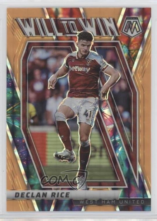 2021 Mosaic Premier League Will to Win Fluorescent Orange Prizm Declan Rice 13wk