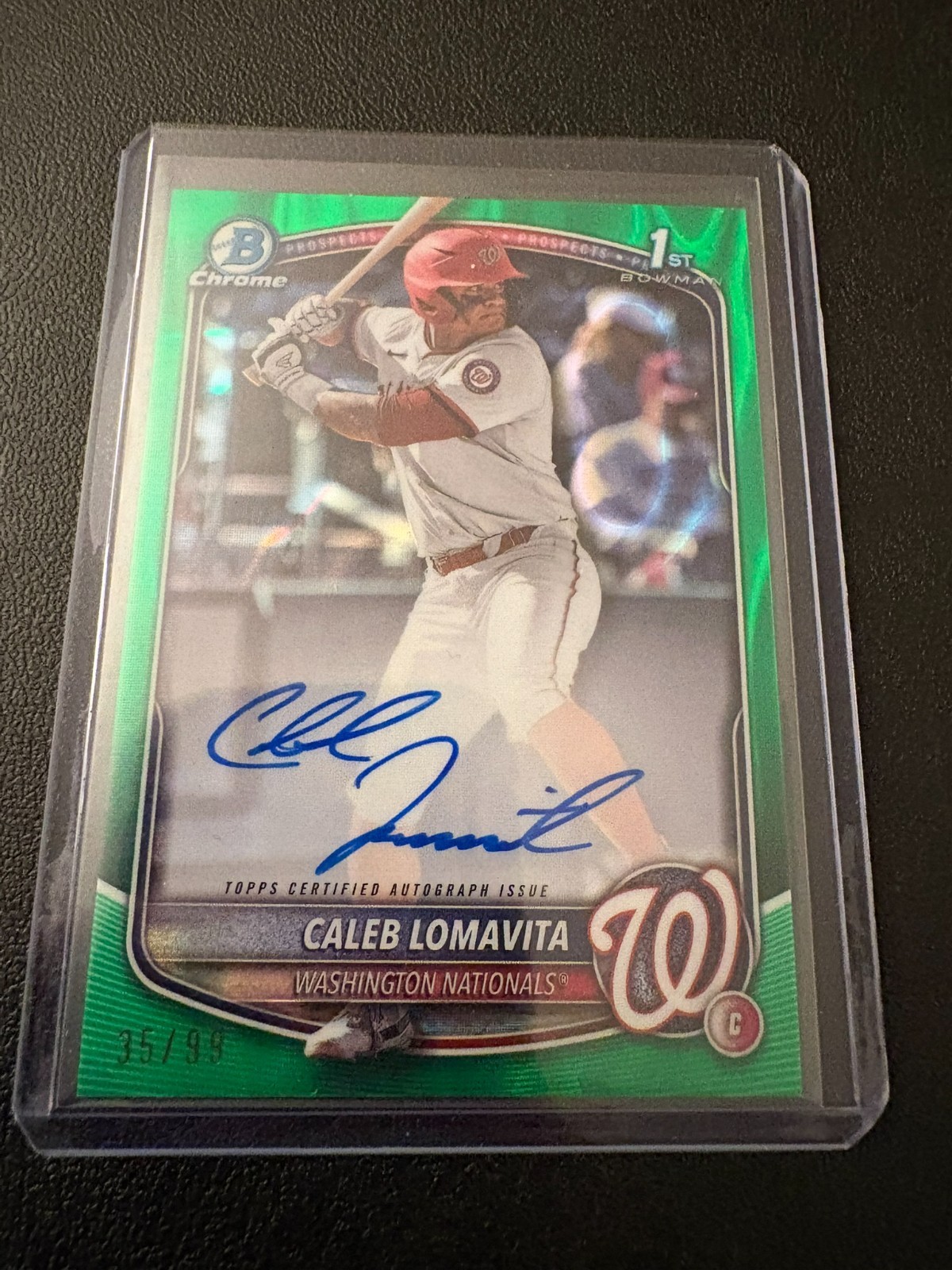 Caleb Lomavita 2025 Bowman 1st Chrome Auto Green Lava /99 #CPA-CLO Nationals