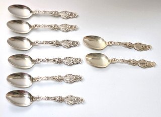 (8) Whiting LILY Sterling Silver Teaspoons 2 2/GW 234g
