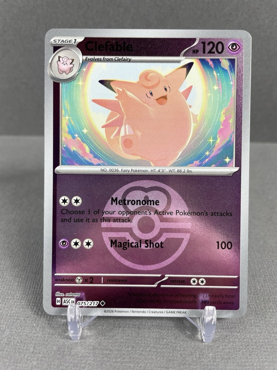 shiny clefable pokemon card Pokemon TCG Ascended Heroes Reverse Holo Clefable 075/217 LOVE BALL!