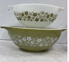2 X Pyrex Spring Blossom Cinderella Bowls  443 2-1/2qt & 444 4qt EXCELLENT