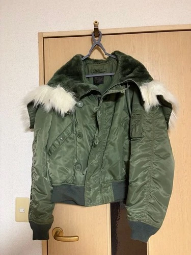 Alpha Industries N-2B Nylon Flight Jacket Sage Green Authentic Used - product listing photo
