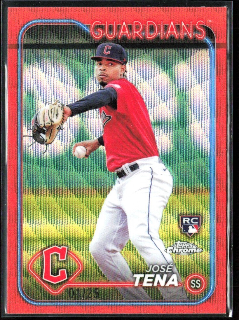 Jose Tena 2024 Topps Chrome Orange Wave Refractor RC /25 #29 Cleveland Guardians