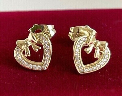 1 Ct Round Cut Simulated Diamond Women Heart Earring 14k Yellow Gold Plated