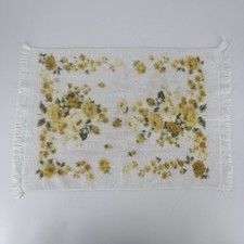 Fieldcrest Hand Towel White Fringe Floral Cottage Core - Made in USA - 18x24 EUC