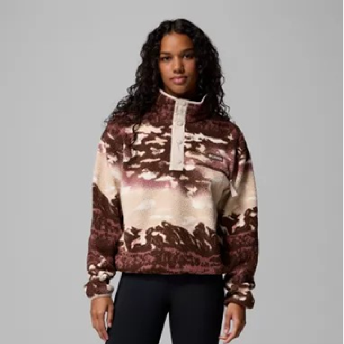 Columbia Helvetia II Printed Half-Snap Cropped Pullover - Tobacco
