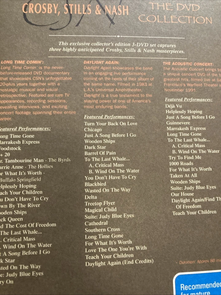 Crosby Stills & Nash The DVD Collection Box Set OCT52 RARE Australian edition - Image 3 of 3