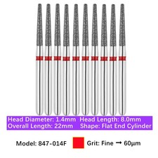 Vakker Dental Flat End Taper FG Diamond Bur 847-014F Fine 10/pk