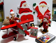 Räuchermann Weihnachtsmann 2 Kantenhocker Skifahrer u. Doppeldecker Weihnachten