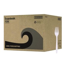 Boardwalk Heavyweight Polypropylene Cutlery, Fork, Plastic, White, 1,000/Carton
