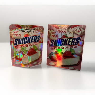 (128 sets) - Snickers Strawberry Cheesecake Mylar Bag 3.5g bag & box combo 