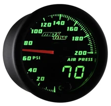 52mm MaxTow Black Face Air Pressure Air Suspension Gauge w Sensor