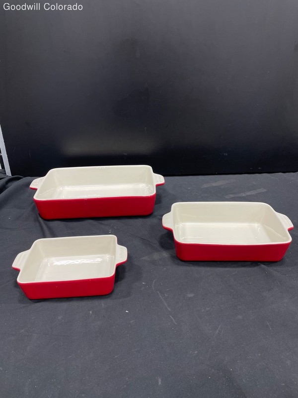 Sweejar Red White Rectangular Baking Dish Set Of 3 Oven Microwave