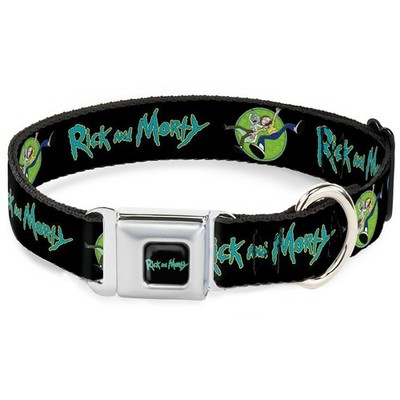 Dog Collar RMYA-RICK AND MORTY Text Logo Full Color Black/Blue RICK AND MORTY Ti