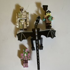 Minecraft Mixed Lot 4 Figures Ender Dragon Ir...