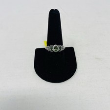 Natural Green Apatite Size 10 Cambodian Zircon 925 Sterling Silver Ring 5026