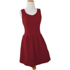 Ganni Noon and Night Textured Dress Fit Flare Scarlet Red Sleeveless Women Small