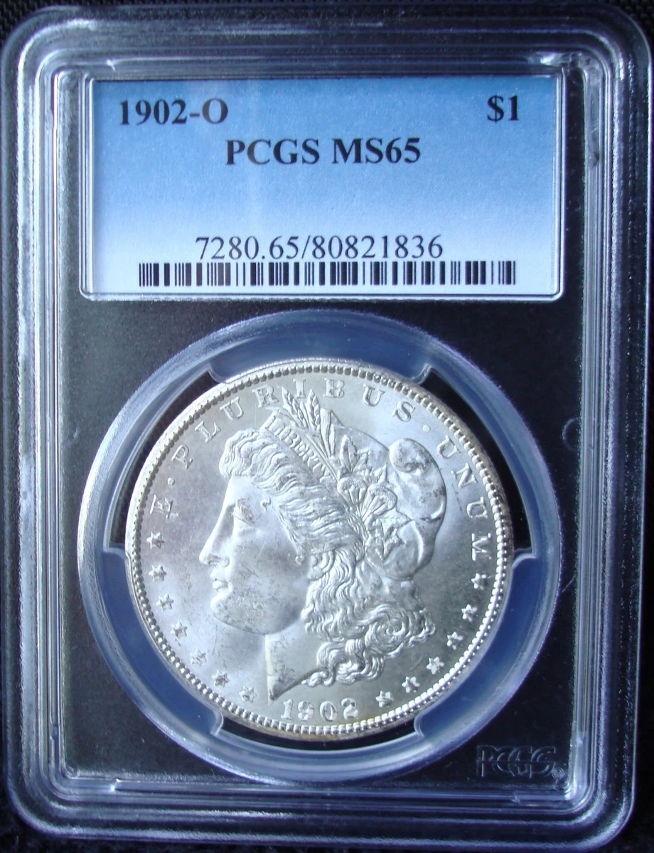 Uncirculated MS 65 Graded 1902 Year Morgan US Dollars (1878-1921