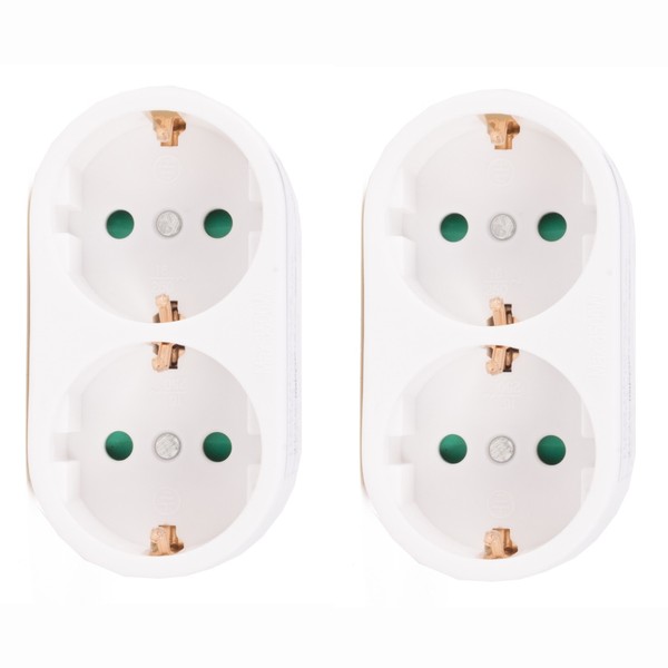 2X Doppelstecker Vertikal Mehrfachstecker 2-Fach Steckdosenadapter Multistecker-image