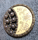 Vintage Antique Victorian Pierced Steel Facet Metal & Celluloid Button FANCY — photo 3