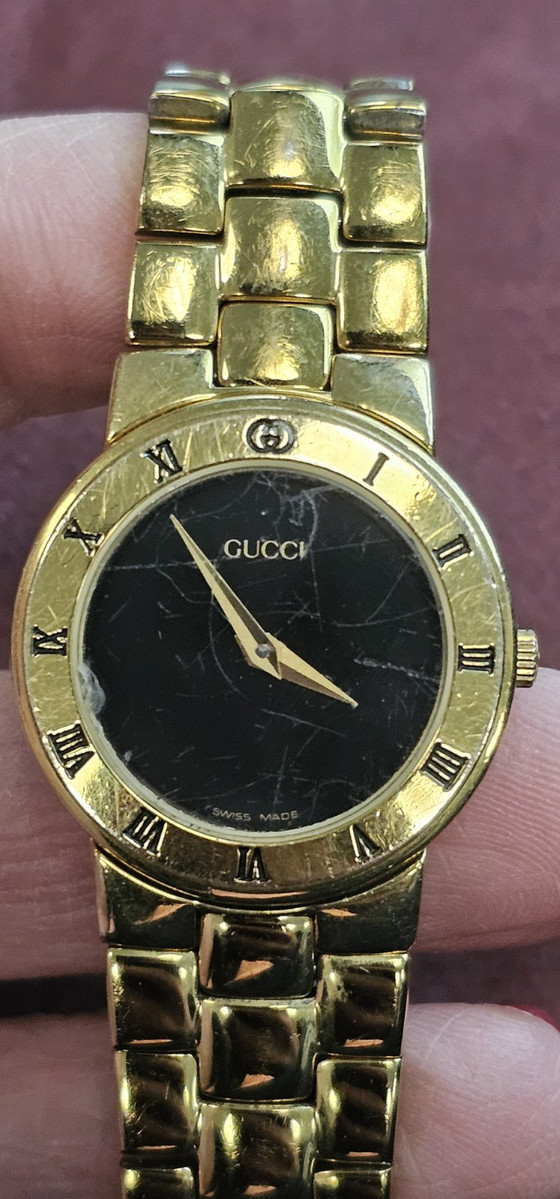 Gucci 3300.2.l 18k Gold Plated Watch With Diamond Markers Gucci 3300.2.l 18k Gold Plated Watch With Diamond Markers