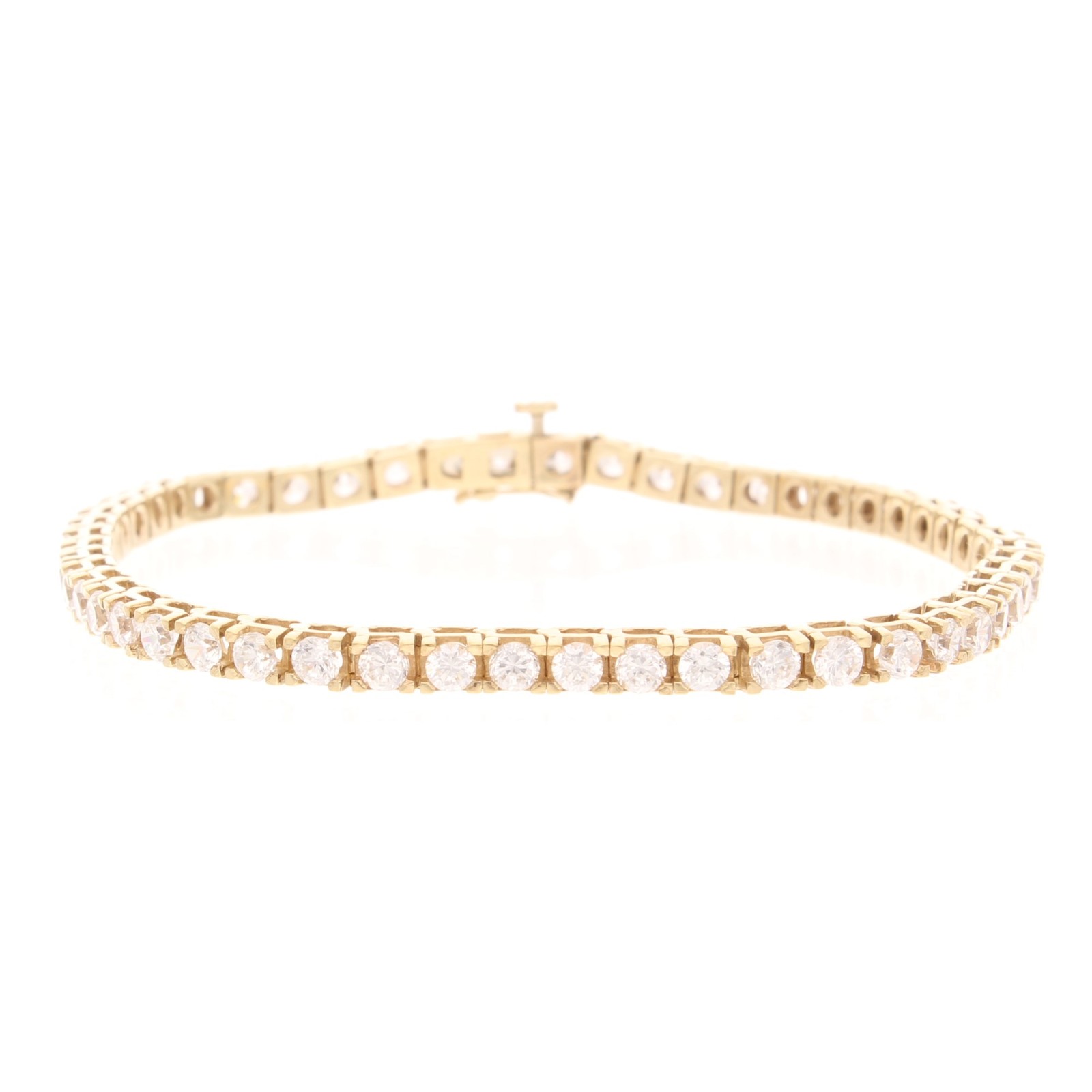9Carat Yellow Gold 7.75"" Simulated Diamond Tennis Bracelet (3.5mm Wide)