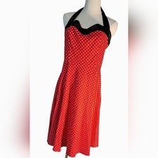 VINTAGE STYLE 5O DRESS TELLS Strapless Red Dress with Polka Dots