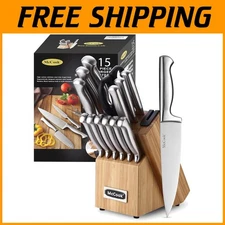 Precision Knife Set with Natural Rubberwood Block
