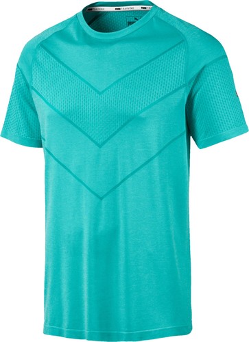 Puma Reactive evoKNIT Mens Training Top Blue Short Sleeve Gym Breathable T-Shirt - Picture 3 of 4