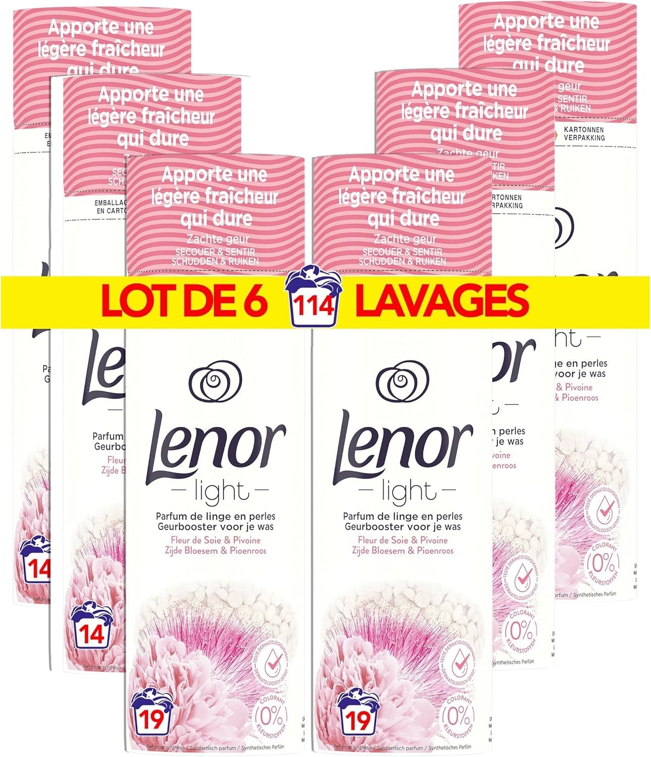 Lenor Perles Parfumées Lessive 6 x 235g solution contre les odeurs de linge